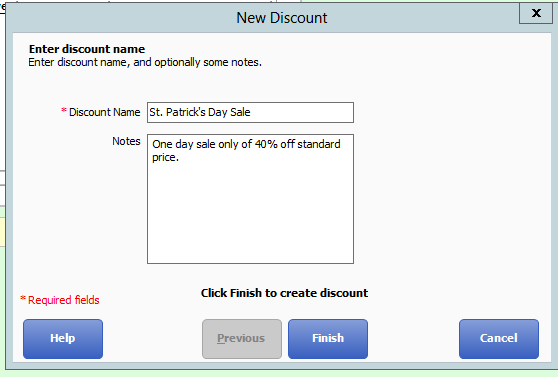 New discount name