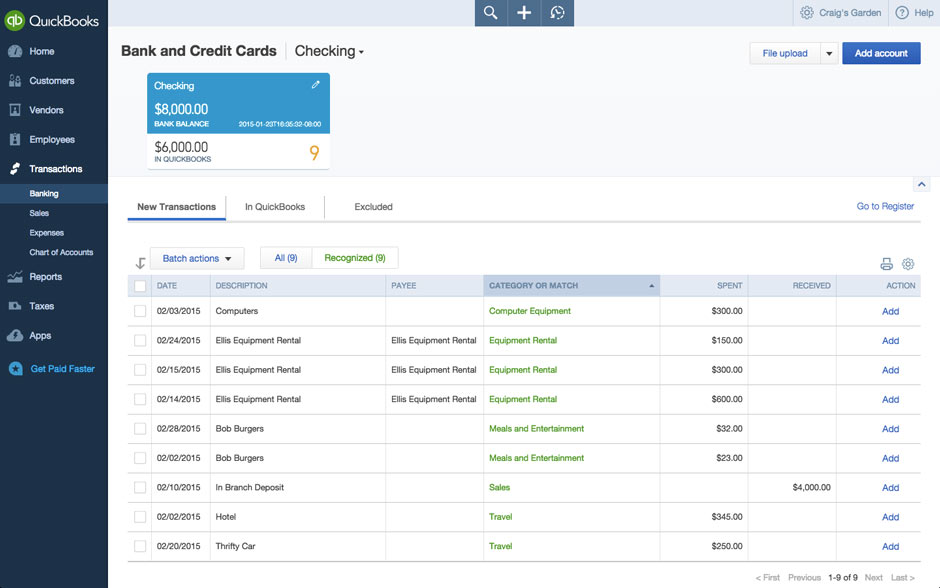 QuickBooks Online: Categorize and Match Bank Transactions | BlackRock