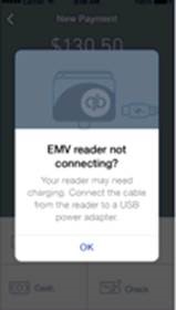 EMV Card Reader not connected message app