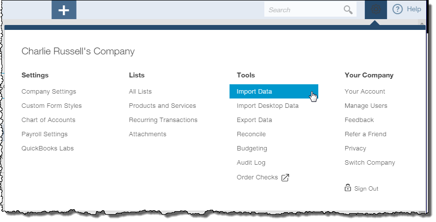 import data into quickbooks online account