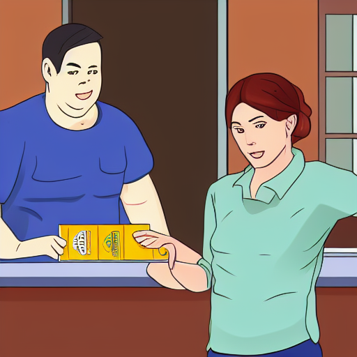 Cashier in point of sale advertising area